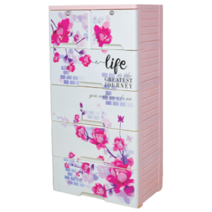 Lovely Flower Wardrobe 5 Step ( Without Lock) -Off White