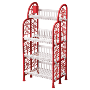 Premium Kitchen Rack-4 Step (Without Dish Part) Red White